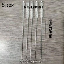 10pcs Stainless Steel Handle Straw Cleaning Brush Set - Soft Bristle Cleaner, Suitable For Glass, Silicone And Metal Straws | Essential Multi-Scene Tool For Kitchen, Car And Outdoor Bottles