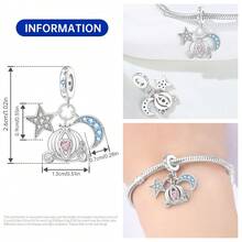 CYMYSS 1pc Fairy Tale Inspired Silver-Tone Plated Cubic Zirconia Moon Fairy/Castle/Crystal Ball Pendant, Unisex, Women's Birthday/Holiday Gift