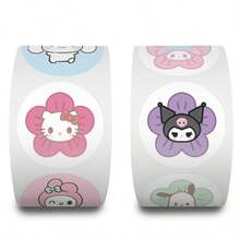 1 Roll/500pcs Japanese Cartoon Character Stickers Roll Stickers Reward Account Stickers Material Sealing Tape, Holiday Gift, Cute And Affordable, Creating A Sense Of Surprise, Giving Gifts To Friends (Stochastic Style) - Multicolor - View 6