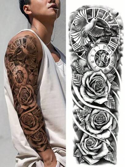 Temporary Tattoo Sticker - 1 Piece, Realistic Style, Bold And Lifelike Design, Peace Pigeon, Classic Quote Makeup Pattern, Waterproof And Sweat-Proof, Matte Long-Lasting Non-Permanent Tattoo, Friendly To Beginners.