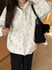 Women Sweatshirts - Flower Gray - View 1