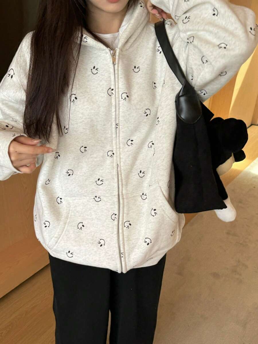 Women Sweatshirts - Flower Gray - View 1
