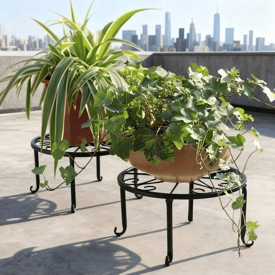 SHENGMAO--1/2/4/5/6-7Tier Plant Stand, Iron Flower Stand,Heavy-Duty Metal Frame, Metal Flower Stand, High-Angle Multi-Tier Plant Rack, Indoor/Outdoor Flower Pot Display Stand. Crafted From Iron With A Sleek, Minimalist Design For Easy Disassembly. This Versatile Stand Fits Seamlessly In Living Rooms, Entryways, Offices, Or Outdoor Patios And Gardens. Available In Multiple Colors. - 1層黑色2PCS - 查看 1