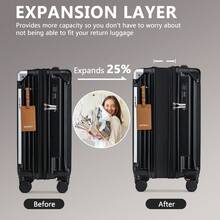 Joyway 5 Piece Luggage Set With Cup Holder, Expandable 25% Capacity, Includes Handbag, Anti Slip Wheels, Hook, Smart Carry On Suitcase For Men And Women Lock YKK Zippers Perfect For Business Trips, Back To School Season, Vacations Or Weekend Getaways - màu đen - Xem 2