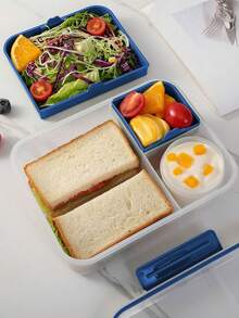 Plastic Double-Layer Lunch Box, Toast Box, Lunch Box, With Divider, Large Capacity Sandwich Meal Box, Preservation Box, Microwaveable, Multi-Functional, Kitchen Supplies, Christmas Gift, School Supplies - Multicolor - View 3