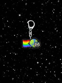 1pc Acrylic Rainbow Cat Keychain, Kawaii Cat Keychain, Cute Cartoon Bag Pendant,Dogecoin, Zombies, Ponies, American Flag Rainbow Bag Charm Exquisite Small Gift, Christmas Gift - Multicolor - View 4