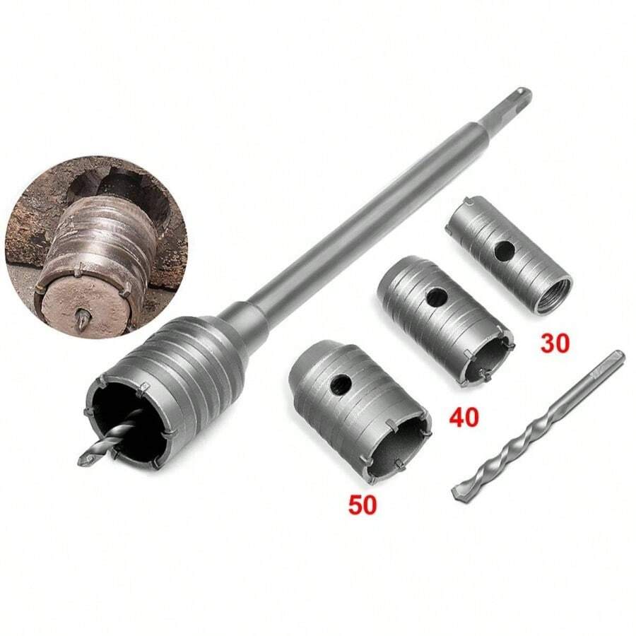 Set 50mm 40mm 30mm Hollow Core Drill Bit Shank 350mm Concrete Cement Stone Wall Drilling Cutter Conditioner Masonry Tile - Initial - View 1