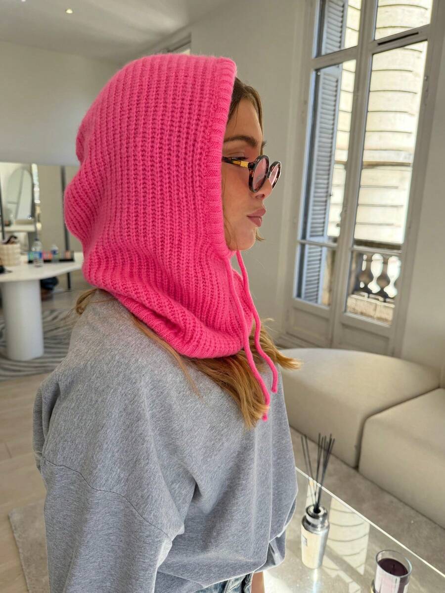 1 chiếc mũ/khăn trùm đầu giả len có dây rút dành cho nữ, thích hợp cho hoạt động ngoài trời, trượt tuyết, giữ ấm mặt và cổ, phù hợp cho mùa đông, quà tặng Giáng sinh.