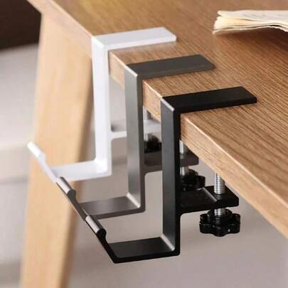 多功能桌下挂钩 - 可调节，承重力强，可悬挂背包及其他物品 - 安装简便，经久耐用，是家庭和办公室的理想收纳方案