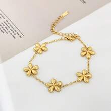 1件时尚简约优雅不锈钢个性化手链，不褪色，高品质，适合女性日常佩戴，送给朋友、女朋友的礼物 - 5瓣花手鍊 - 查看 1