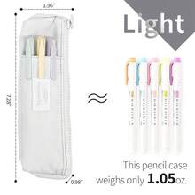 Bolsa delgada para lápices y bolígrafos con banda elástica ajustable, bolsa con cremallera para maquillaje, diario y talla grande - Gris - Ver 4