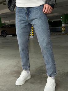 Men's Casual Commuter Washed Tapered Jeans - Blue - View 2