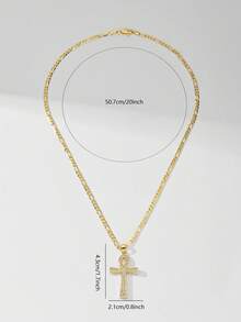 1件欧美经典铜镶嵌锆石卡通十字架吊坠项链，限量版“守护之光”，适合作为圣诞节/感恩节/万圣节/母亲节/情人节礼物送给情侣/朋友/教父母，也适合天主教初领圣体、日常及节日佩戴祈祷。 - 金黃色 - 查看 7