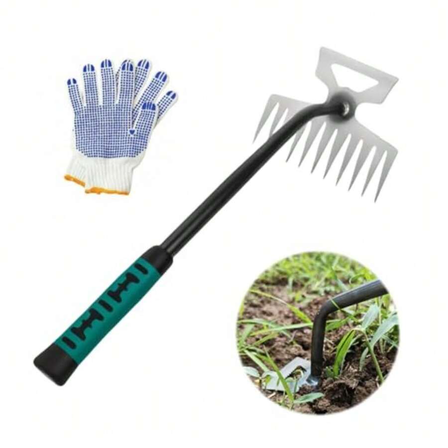 CYPNHerramienta de Extracción de Malas Hierbas para Jardín Deshierbe de Acero Forjado de 11 Dientes Para Removedor de Mano de Propósito para Eliminación de Malezas de Jardín Patio GranjaFashion - 213471723 - Ver 1