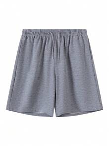 Men's Solid Color Basic 5-Inch Sports Shorts, Elastic Waist Running Training Pants Suitable For Outdoor Exercise - Light Grey - View 4