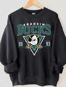 Vintage Anaheim Ducks Sweatshirt Crewneck, Vintage Ducks Shirt, Anaheim Hockey Fan Shirt, Hockey Tee, Ducks Sweatshirt, Might Ducks Sweater (5) - 黑色 - 查看 2