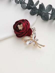 Unisex Rose Flower Brooch, Suitable For Wedding, Party, Gathering