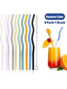 12 Pcs Reusable Wavy Colorful Glass Straws,20cm X8 Mm Shatter Resistant Cute Drinking Straws With 1 Clean Brush For Beverages,Coffee,Juice,Cocktail,Teas - Multicolor - View 15