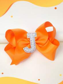 1pc 5 Inch 26 Letters A-Z Pearl Letters Personalized Back To School Ponytail Girl Hair Bow Teenagers Girl Hair Bows With Clips For Festivals Party School Girls Graduation Season Hairgrips For First Day Of School Classroom Girls Students,Teenagers Hair Accessories - 橘色 - 查看 33