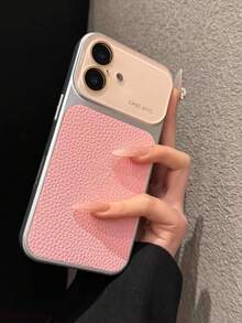 Casing Ponsel Kulit Pink Gaya Klasik dengan Tekstur Leci Vintage, Warna Solid, Kompatibel dengan iPhone 17 Pro Max, Kompatibel dengan Apple Seri 16, 15, 14, 13, Cocok untuk Pasangan, Anti Jatuh, Pelindung Lensa, Hadiah Musim Gugur/Musim Dingin, Paskah, Musim Semi, dan Ulang Tahun. - Berwarna merah muda - View 5