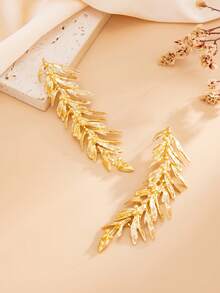 2pcs/Set Bohemian Geometric 3D Leaf & Wheat Earrings, Elegant Luxury Daily Casual, Party, Wedding, Women's Festival Versatile Jewelry Gift - Earring - View 9