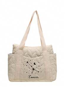 (Embroidered Custom) 1pc New Upgraded Constellation Women Tote Bag, Large Capacity Travel Backpack, Customizable Name, Zipper Closure, Thick Padding, Minimalist & Versatile, Casual Commute, Perfect Gift - Multicolor - View 8