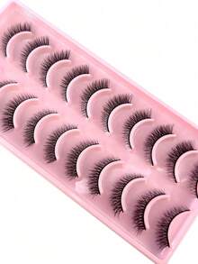10 pares de pestañas postizas de visón 3D suaves y esponjosas, pestañas postizas dramáticas hechas a mano que dan un aspecto natural, pestañas postizas gruesas y voluminosas - Negro - Ver 3
