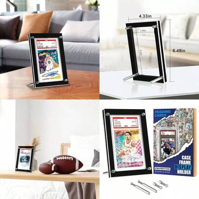 1-Slot Black Graded Card Display Stand - Single Card Holder For PSA Graded Cards - Baseball Card Frame -Collectibles Sports Card Stands For Showcase Display 1 Pack Desk Frame