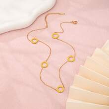 1 件装高品质哑光不锈钢链条饰品，多镂空圆形吊坠项链，罗马数字，轻盈奢华锁骨链饰品，女士款 - 金色 - 查看 4