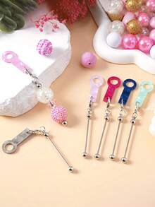 1件套DIY亚克力吸管串珠饰品制作套装，包含迷你龙虾扣、串珠棒和吸管装饰配件，便携式DIY套装，可制作精美串珠和吊坠，是桌面装饰、派对礼品或返校礼物的理想之选。 - 彩色 - 查看 3