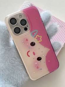 1个可爱闪亮卡哇伊大眼睛女孩脸手机壳 - 实用节日礼物，星星和爱心图案防震保护套，适用于 17/16 Pro Max/15/14/13/12/11/17 Pro/16 Plus/15 Pro Max - 粉色 - 查看 3