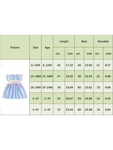 Toddler Girl Easter Outfit Baby Girls Bunny Egg Chick Cross Plaid Princess Dress Cute Spring Summer Kids Clothes - 藍色 - 查看 10