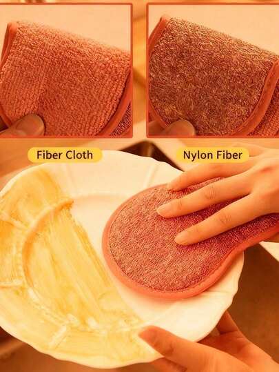 1 Piece Pink Magic Cleaning Sponge Double Sided Non Scratch Gentle On Pans Quick Oil Removal Washable Durable For Everyday Use Cute Elegant Design Ideal Gift For Christmas Valentine S Day Mother S Day Present For Her Mom Daughter Friend