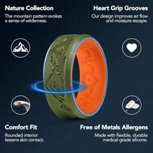 Anillos de silicona King Will para hombres alianzas de boda de goma verde oliva y naranja con diseño único de pico de montaña 8 mm de ancho 2 2 mm de grosor ajuste cómodo tamaño 7-13 - 13 - Ver 3