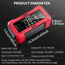 1个12V 6A智能液晶显示屏电池充电器，汽车电池充电器，适用于汽车、卡车、摩托车、割草机、船只等2-100Ah电池。具有电压检测、温度补偿、充满电自动停止功能，110V-240V~电源（欧规）。 - EU Plug - 查看 7