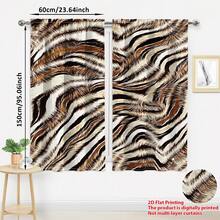 2pcs 2D Printed Zebra Pattern Semi-Blackout Curtains, Fashionable Wild Style For Living Room And Bedroom - Multicolor - View 7