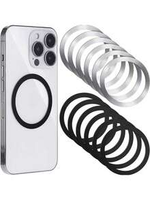 12个磁性金属指环贴纸，专为无线充电器设计，兼容苹果11至17 Pro Max系列，手机磁性指环 - 彩色 - 查看 2