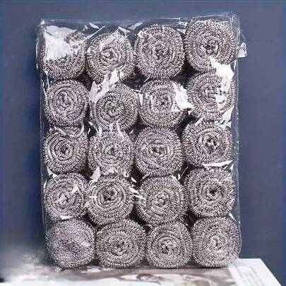 1/6/12 piezas Cepillo de limpieza de cocina de acero inoxidable - Alta calidad, adecuado para limpiar toda la suciedad en vajilla, utensilios de cocina y estufas. Limpiador reutilizable de lana de acero