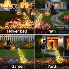 Solar Watering Can Lights,Outdoor Hanging Solar Lights Lantern,Cat Lover Gifts For Mom Women Birthday Mother's Day,Garden Waterproof Garden Decor Patio Yard Pathway Backyard (Cat-Solarlight) - 黑貓 - 查看 7