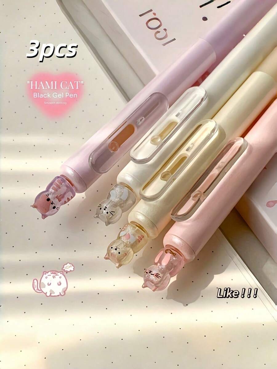 1pc Cute Cat Gel Pen - Pastel Pink/Beige/Black, Quick-Dry Ink, Ergonomic Grip, Smooth Writing For Office, School, Journaling - Ideal Gift For Cat Lovers & Stationery Enthusiasts, School Supplies, Playful Design, Durable Construction, Writing Instrument, Office Workers, Office Supplies, Stylish Pen, Highquality Ink, Gel Ink Pen, Pen, Kawaii Stationery, Pen For Writing, Student-Friendly Writing Pen Smooth Ink Flow, No Skips Economical Pack,Stationery, School Essentials, Gel Pens, Crafts, Coloring Supplies, Bible Study Kit, Nurse Pens, Funny Pens, Graduation Gifts, Christian Stuff, Nurse Essentials, Book Accessories, Birthday Gifts, Business Supplies, Christian Gifts, Office Desk Accessories, Office. - 彩色 - 查看 1