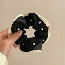 Fashion BM Sweet Scrunchie High-End Style Fat Scrunchie Hair Tie Hair Accessory Hair Rope Rivet Light Luxury Hair Ornament - 米色 - 查看 7