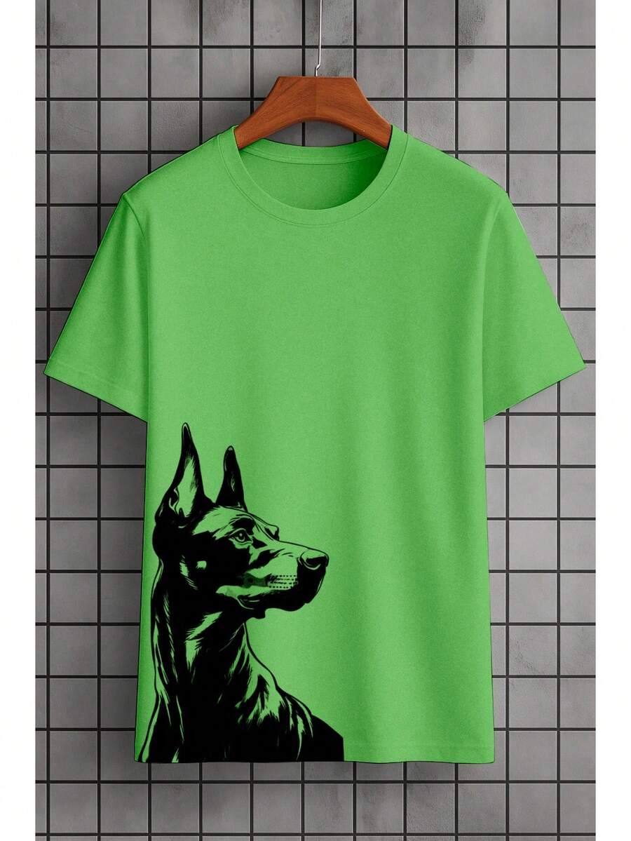 Camiseta Doberman Streetwear Y2k Algodão Casual - Pistache - Visão 1