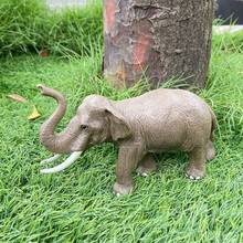 1件 2026新款亚洲象动物模型套装，逼真野生大象塑料模型，动物世界认知收藏玩具，自然教育礼物，大象爱好者收藏礼物，生日礼物，惊喜小礼物，完美礼物 - 彩色 - 查看 2