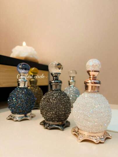 1 pièce Flacon de parfum d'huile essentielle de 15 ml, flacon d'aromathérapie haut de gamme, flacon en cristal, petit flacon d'aromathérapie rechargeable, flacon de décantation d'huile de voyage, avec compte-gouttes en verre, style rétro de Dubaï, cadeau pour la fête des mères, cadeau pour femme, cadeau pour la Saint-Valentin, voyage, convient pour la décoration du salon, de la chambre, du salon de beauté (flacon uniquement, sans parfum inclus), anniversaire, cadeau de remise des diplômes