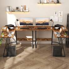 L Shaped Gaming Desk 120x120cm With Removable Monitor Stand Corner Computer Desk Large PC Writing Table For Home And Office Easy To Assemble Wood Grain Rustic Brown - Rustic Brown - View 6