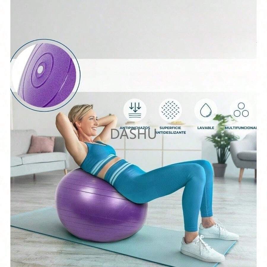 Antideslizante Antiexplosión, 2pcs Pelota de Yoga y Pilates 25cm + 75cm,para Ejercicio, Embarazadas, Fitness, Equilibrio, Gimnasio (Incluye Bomba de Aire) - Púrpura - Ver 1