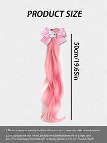 时尚儿童发饰 - 可爱卡通格子蝴蝶结树脂发夹 - 粉色 - 查看 4