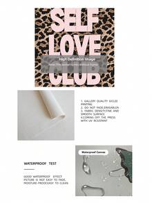 1pc Frameless Pink Color Scheme Art Print - Leopard Print & Self-Love Quote Poster, Girly Aesthetic Wall Decor For Bedroom Dorm Home Office, Modern Pink Leopard Decor & Best Gift Choice - Multicolor - View 9