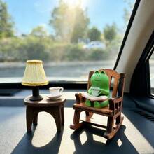 4pcs Cute Cartoon Frog Car Decor, Frog Sitting In Rocking Chair Reading Book, Suitable For Car Dashboard, Office Desk Decoration, Home And Auto Interior Decor - Frog Car Ornament - View 8