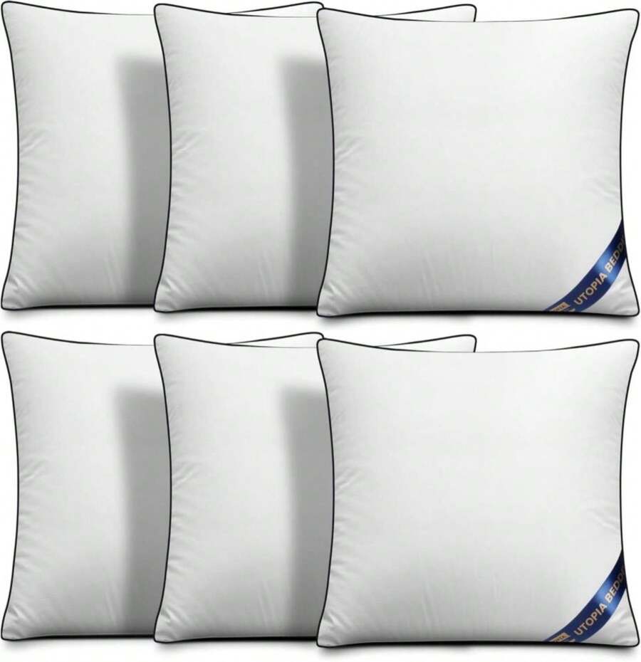 Utopia Bedding Throw Pillow Inserts (Pack Of 6, White), 16 X 16 Inches Decorative Indoor Pillows For Sofa, Bed, Couch, Cushion Sham Stuffer - ColorE - 查看 1